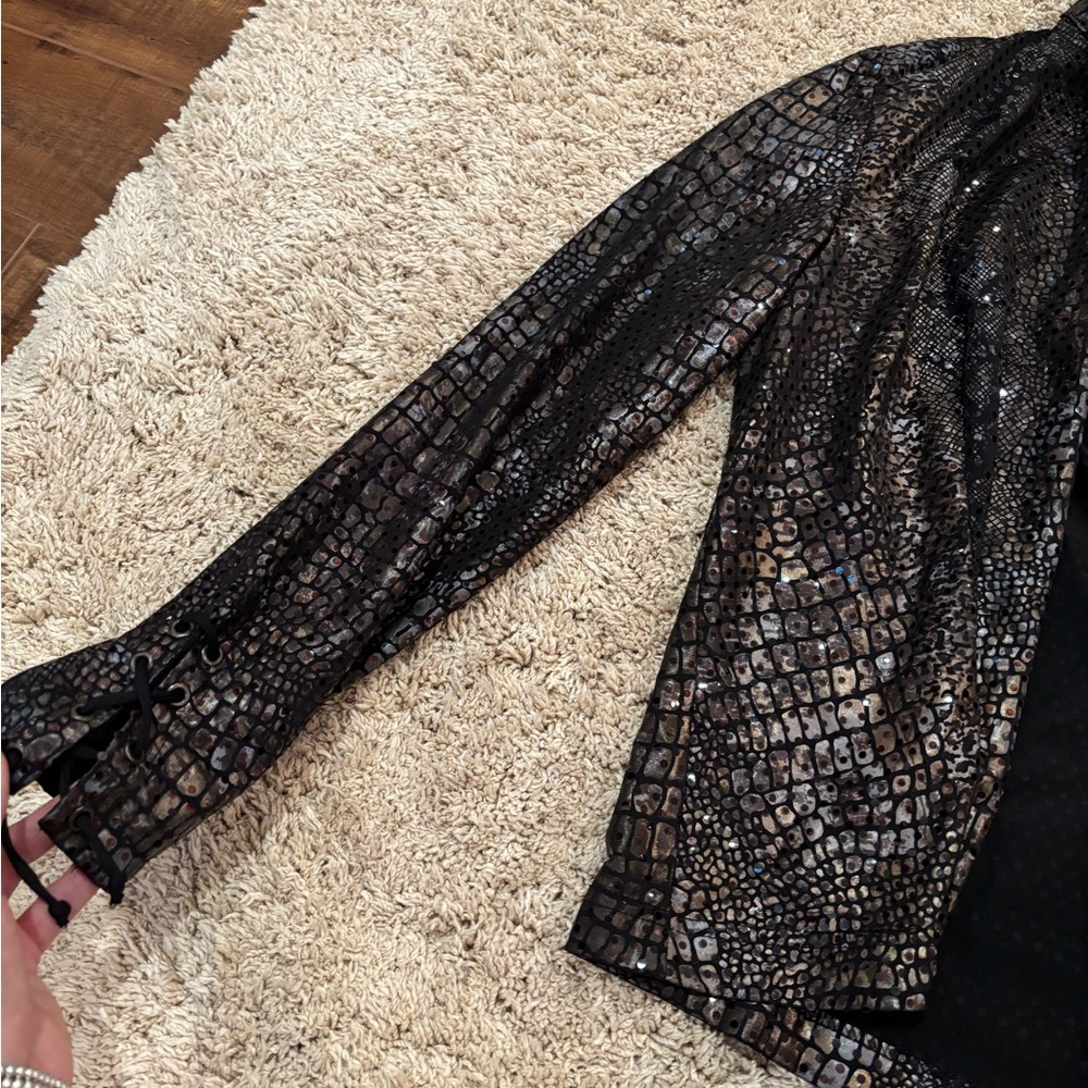 Joseph Ribkoff Sequin Crocodile Pattern Jacket - Picture 9 of 12
